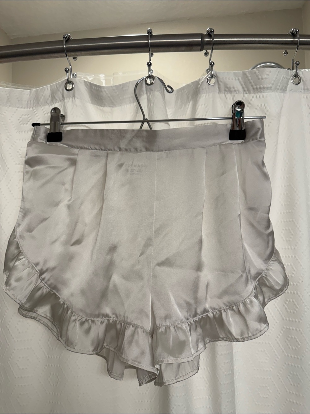 Primark Silver Satin Ruffle-Trim Sleep Shorts